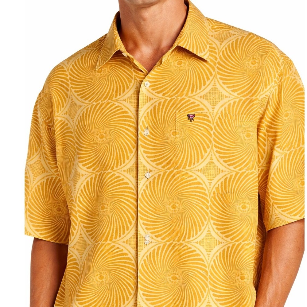 VTG Ecko Unltd‎ Shirt XXL Yellow Geometric Y2K Streetwear Button Up Rhino Logo